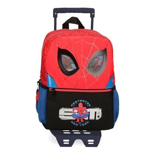 Marvel spiderman protector zaino scuola con trolley rosso 25x32x12 cm poliestere 9,6l