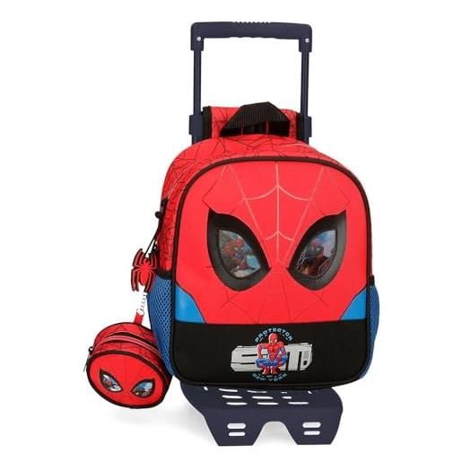 Marvel spiderman protector zaino prescolare con carrello rosso 23x25x10 cm poliestere 5,75l