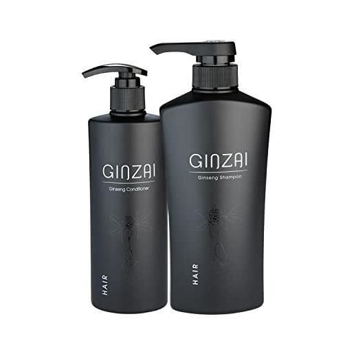 GINZAI shampoo per capelli da 500 ml e balsamo da 300 ml in set - cosmetici coreani per rafforzare le radici dei capelli - idratante e balsamo per capelli lucidi, prodotto per la cura dei capelli