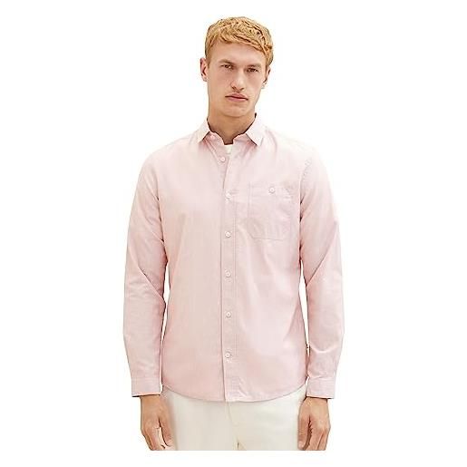 TOM TAILOR camicia slim fit con strisce sottili in cotone righe, 32293-red dobby structure, l uomo