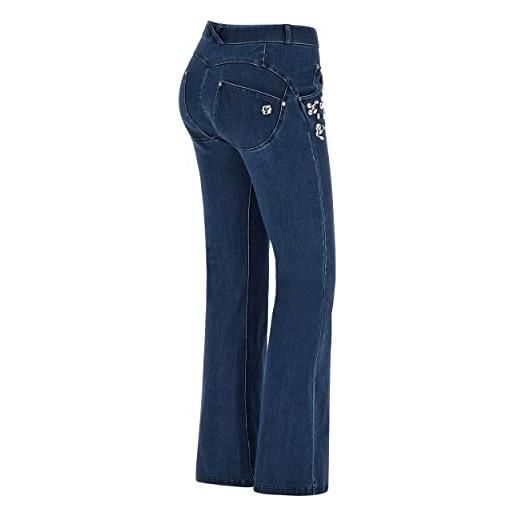FREDDY - jeans push up wr. Up® flare con strass applicati a mano, denim scuro, small