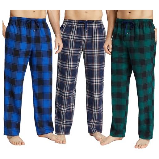 JupiterSecret pantaloni del pigiama da uomo in flanella di cotone con tasche laterali e coulisse, pantaloni da notte lunghi e rilassanti per la casa