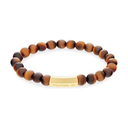 Tommy Hilfiger jewelry braccialetto di perline da uomo con pietre di occhio di tigre - 2790582