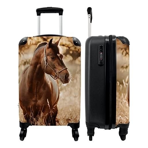 NoBoringSuitcases.com valigia - cavallo - natura - marrone - ragazza - 35x55x20 - bagaglio a mano