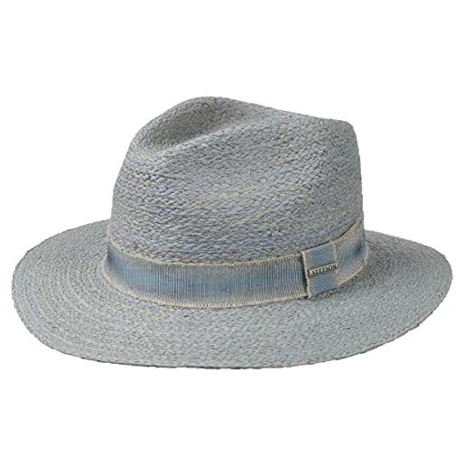 Stetson cappello in rafia delvado traveller donna/uomo - di paglia estivo con nastro grosgrain primavera/estate - s (54-55 cm) azzurro