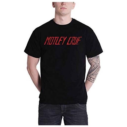 Motley Crue t shirt classic distressed band logo ufficiale uomo nero