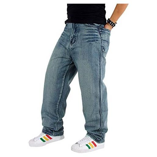 Huixin pantaloni jeans da uomo pantaloni classici vintage da uomo pantaloni skinny larghi pantaloni casual denim hip hop ballerino casual (color: colour, size: l)