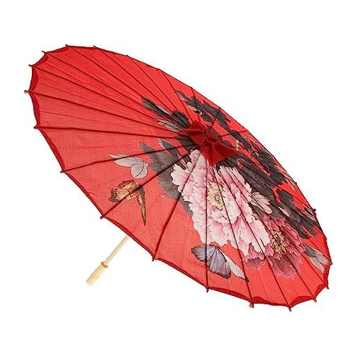 Paowsietiviity stile cinese art olio di carta ombrello decorazione soffitto classico danza ombrello 2, fiori di pesco, 84 cm, grande peonia rossa, 84 cm, 84 cm