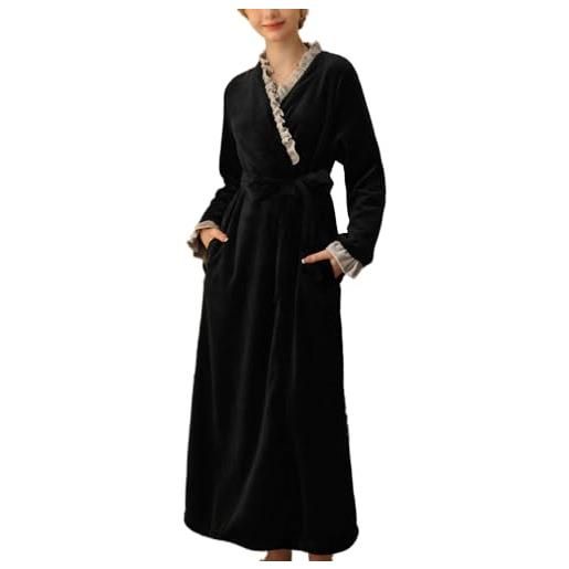 OKSakady womens peluche fleece robe accogliente caldo accappatoio femminile spa robe con cintura