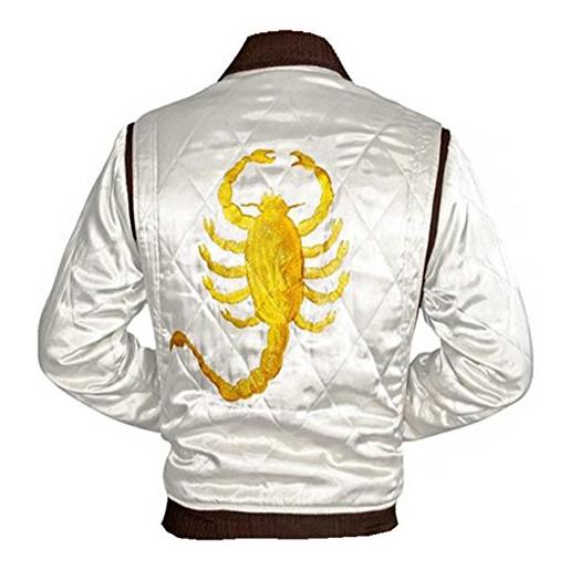 EU Fashions drive scorpion jacket ryan gosling driver bomber ivory satin jacket