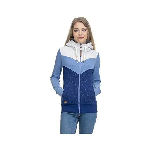 Ragwear trega zip maglione da donna streetwear 100% vegano, blu navy/blu fumo/menta, l