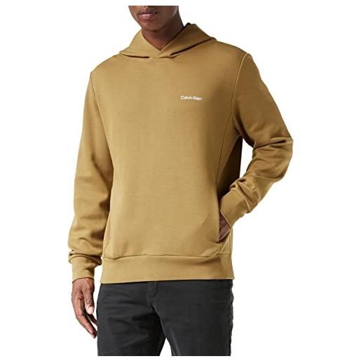 Calvin Klein micro logo repreve hoodie k10k109927 felpe con cappuccio, marrone (caramel), m uomo