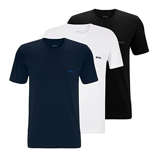 BOSS maglietta da uomo con scollo a r, confezione da 3, - 992 nero/blu/bianco, l