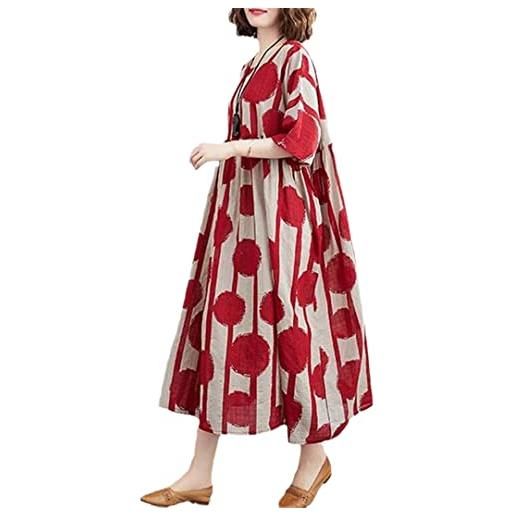 Bewellan oversize vintage polka dot estate abito cotone casual signore abiti per le donne moda robe femme rosso abito lungo