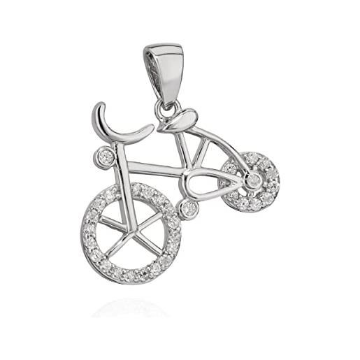 NKlaus catena ciondolo bicicletta argento 925 16x19mm ciondolo argento con zirconi amuleto 10194