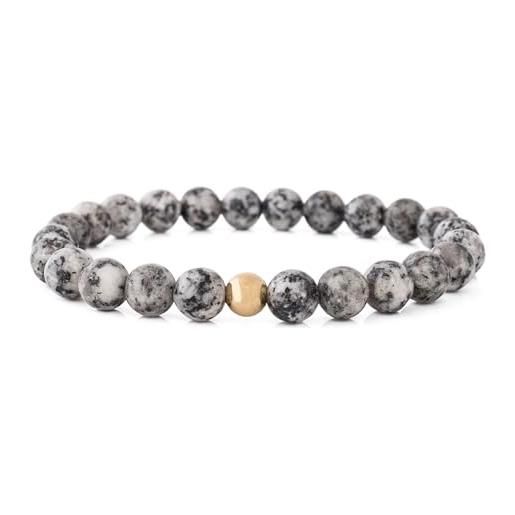 Akitsune globae bracciale di perle - bracciale da donna e uomo onice pietra lavica perline - nero opaco argento oro rosa bianco nero