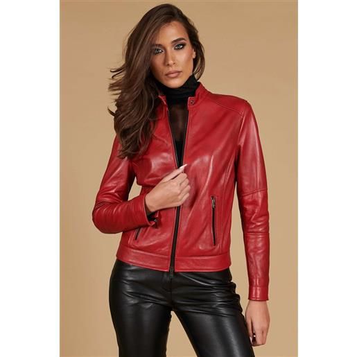 Chiodo Giubbotto Ecopelle Azzurro Chiodo Giubbotto Ecopelle Rosso