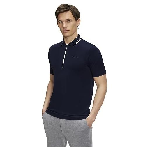 Falke golf poloshirt zip m ts cotone filo funzionale asciugatura rapida 1 pezzo, t-shirt uomo, blu (space blue 6116), m