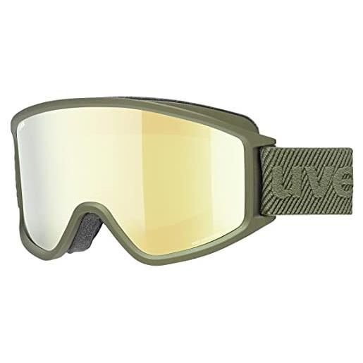 Uvex g. Gl 3000 cv, occhiali da sci unisex, campo visivo ampliato, privo di appannamenti, con miglioramento del contrasto, croco matt/gold-green, one size