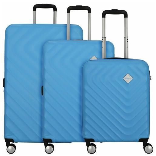 American Tourister summer square 4 ruote set di valigie 3 pezzi con piega di espansione blu