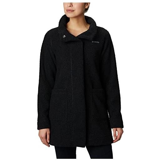 Columbia panorama long jacket giacca in pile, nero, 3x donna