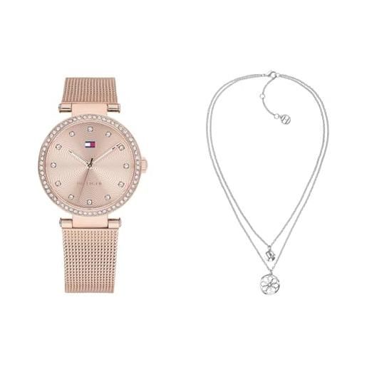 Tommy Hilfiger orologio analogico al quarzo da donna colore oro rosa - 1782508 jewelry collana da donna in acciaio inossidabile con cristalli - 2780067