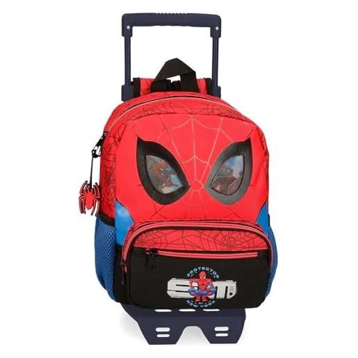 Marvel spiderman protector zaino prescolare con carrello rosso 23x28x10 cm poliestere 6,44l