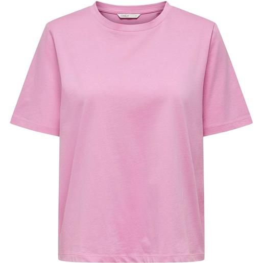 Only t-shirt basic a tinta unita begonia pink da donna