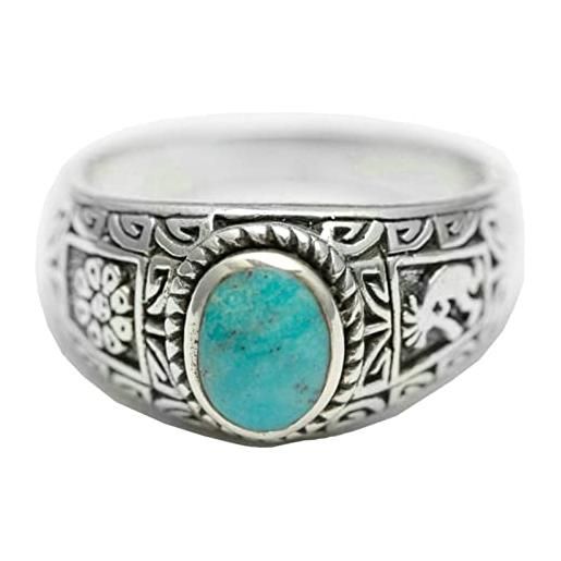 Ayoiow 925 anelli uomo, anelli vintage anelli argento pietra turchese