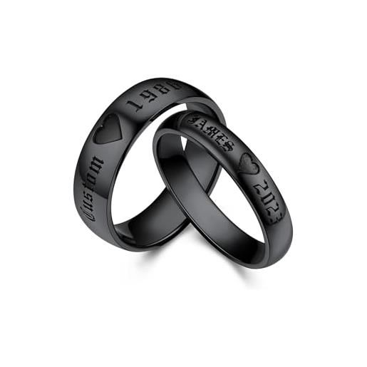 Bestyle fedine fidanzamento coppia fidanzati, 12-27 misura anelli coppia personalizzato con incisione, nero fedi nuziali gioielli per coppia
