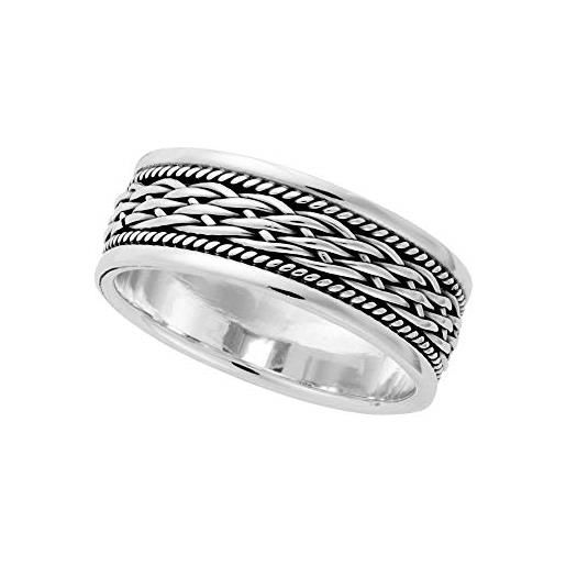 Silverly anello uomo donna argento sterling. 925 a fascia 8 mm grosso intrecciato nodo celtico