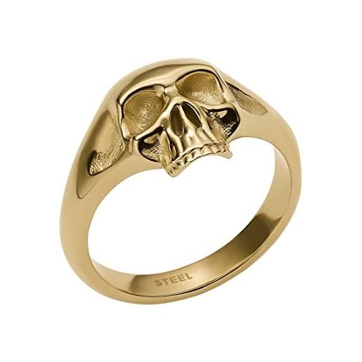 Diesel anello da uomo in acciaio, lunghezza: 20 mm, larghezza: 25,4 mm, altezza: 13 mm anello in acciaio inossidabile dorato, dx1380710