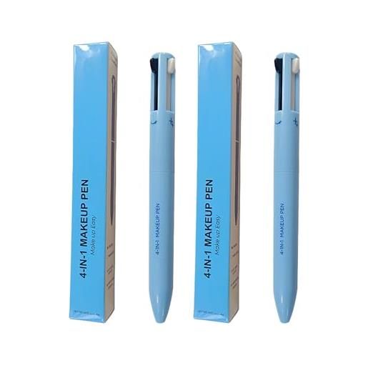 BeauFairy penna per trucco 4 in 1, 2 pcs, multi-funzione makeup matita di bellezza, eyeliner, matita per sopracciglia, matita per labbra penna evidenziatore, crea trucco di lunga durata (blu)