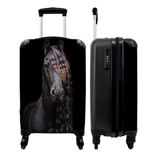 NoBoringSuitcases.com valigia - cavallo - ragazze - trecce - marrone - 35x55x20 - bagaglio a mano