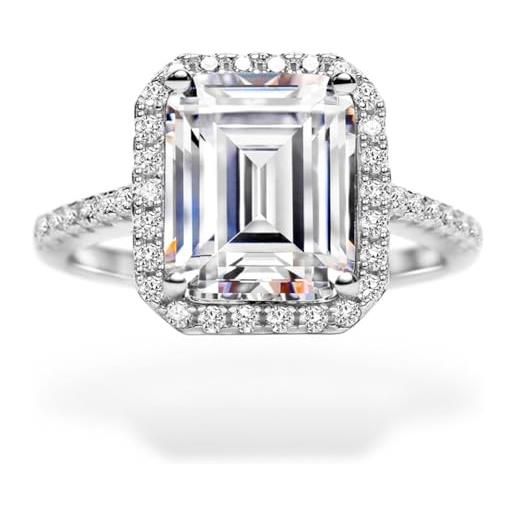 michooyel s925 4,0 ct taglio smeraldo halo diamante, anello di fidanzamento, fede nuziale, zirconia, argento sterling, gioiello da donna