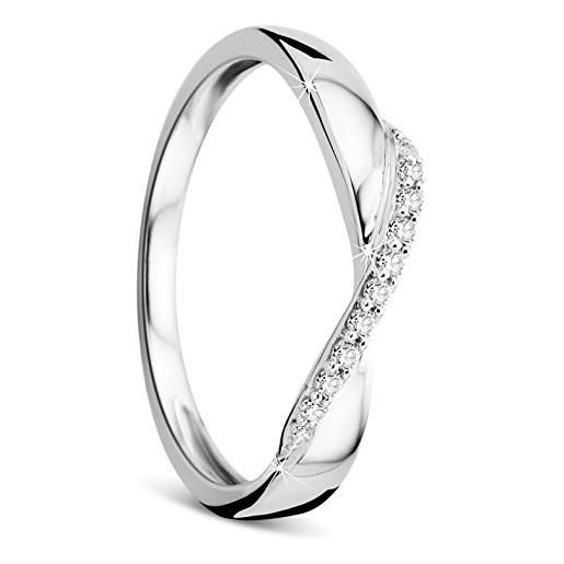Orovi memoire, anello matrimoniale in oro bianco, 9 carati (375) brillanti da 0,08 carati, anello di fidanzamento, anello di diamanti e oro bianco, 56 (17.8), colore: gold, cod. Or7744r56