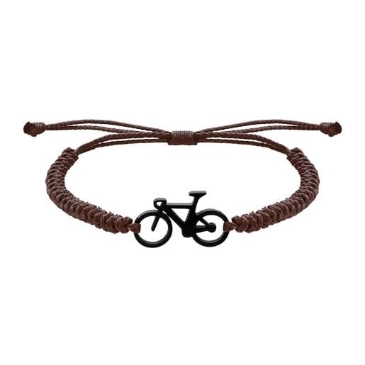 CODEONE bracciale bicicletta, bracciale bicicletta acciaio nero, bracciale ciclismo, bracciale nylon bicicletta, uomo, donna, acciaio inossidabile, confezione regalo