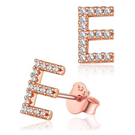 Silvora orecchini a perno con lettera iniziale e diamante in argento sterling con alfabeto dalla a alla z minimalista zirconi s925 per donne e ragazze