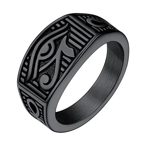 PROSTEEL anello da uomo con occhio di ra horus, anello con croce ankh, gioielli egiziani, in acciaio inossidabile/placcato oro/nero, acciaio inossidabile