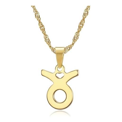 Bobijoo jewelry - collana con ciondolo a forma di segno astrologico, da donna, in acciaio inossidabile dorato placcato in oro, acciaio inossidabile