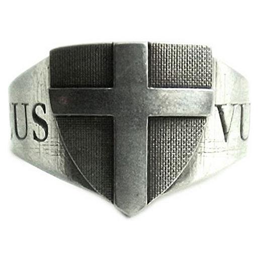 MK-Art anello con simbolo del crociato tedesco, con motto deus vult