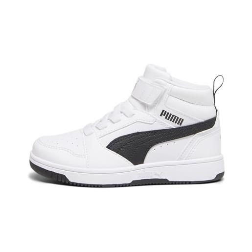 Puma unisex kids puma rebound v6 mid ac+ ps sneakers, puma white-cool light gray, 28 eu