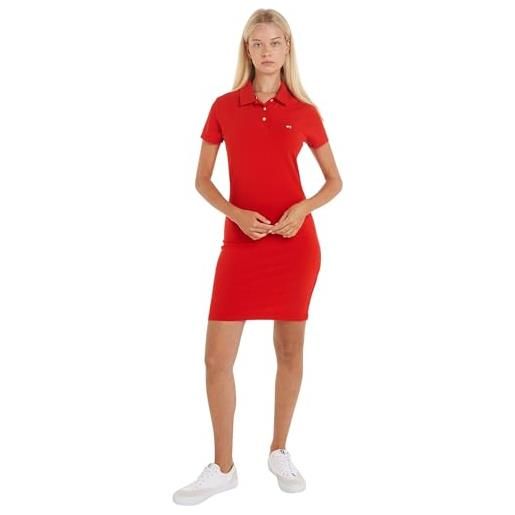 Tommy Jeans tjw essential polo dress dw0dw18146 vestiti, rosso (deep crimson), xl donna