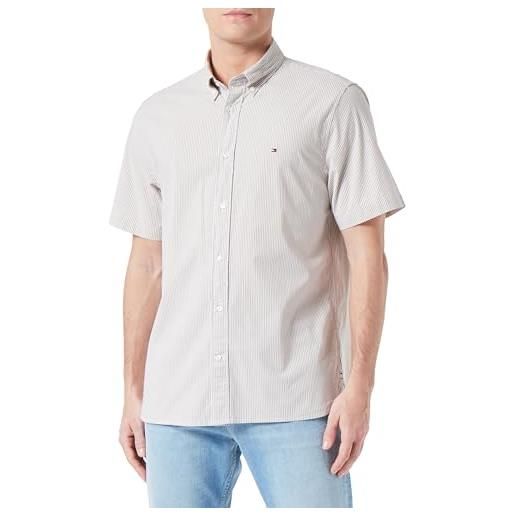 Tommy Hilfiger flex stripe rf shirt s/s mw0mw36139 camicie casual, kaki (faded olive/multi), 3xl uomo