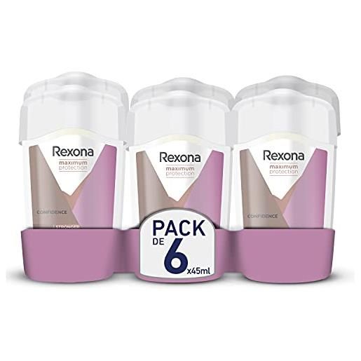 Rexona maximum protection deodorante in crema antitraspirante donna soft solid confidence 45ml - confezione da 6