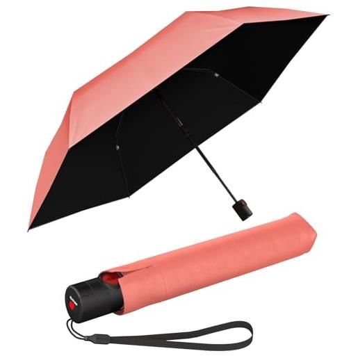Knirps ombrello tascabile ultra u. 200 medium duomatic - on to automatico - antitempesta - antivento, salmone con protezione uv e calore, 95 cm, ombrello tascabile automatico