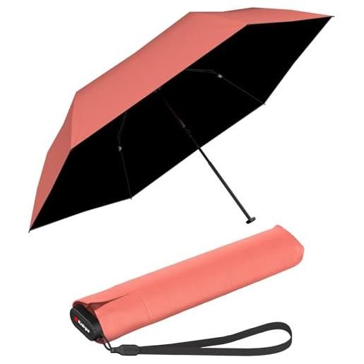 Knirps ombrello tascabile us. 050 ultra light slim manual con protezione uv, salmon with black coating, 90 cm, ombrello tascabile apribile