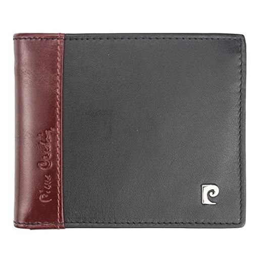Pierre Cardin portafoglio da uomo in vera pelle bovina, protezione rfid, scomparti per carte di credito, , scaffale rosso