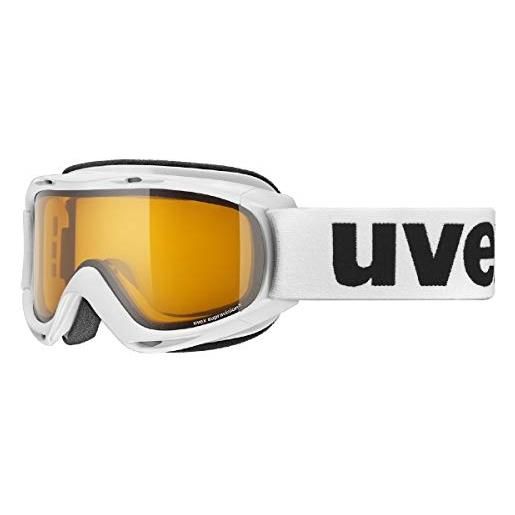 Uvex slider lgl, occhiali da sci per bambini, con intensificazione del contrasto, campo visivo ampliato, privo di appannamenti, white/lasergold lite-clear, one size