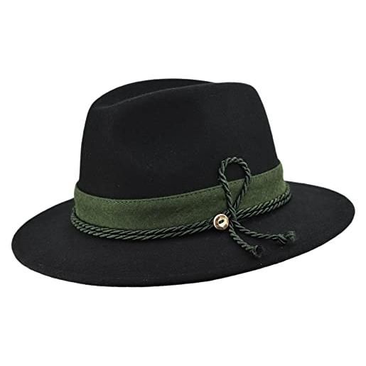 Melegari cappello tirolese loden garmisch | cappello da montagna | cappello alpino | uomo donna | estate/inverno (nero, 57)